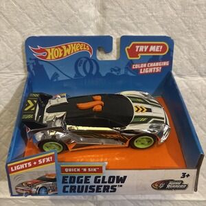 NIB Hot Wheels Edge Glow Cruisers Quick 'n Sik Light &‎ Sound Car